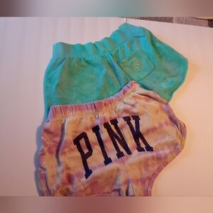 PINK Victoria's Secret Tie-Dye and Teal Athletic Shorts